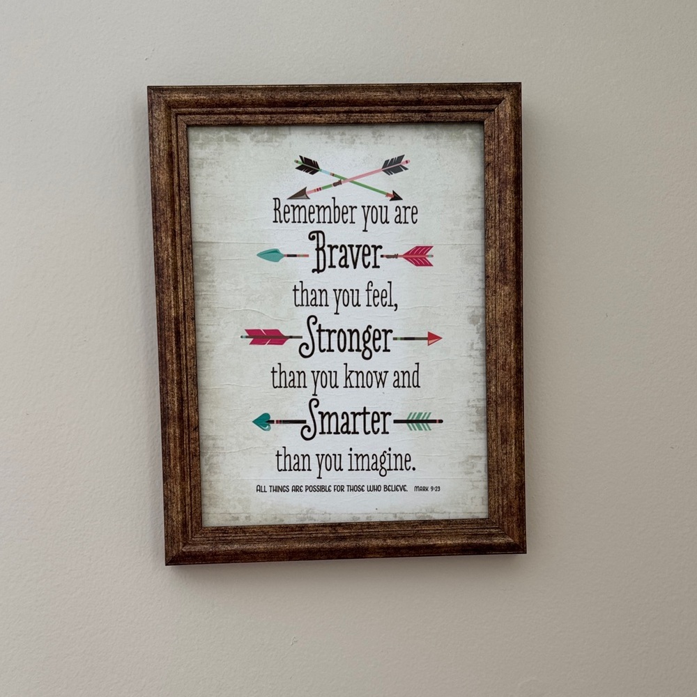 Inspirational Quote Christian Framed Wall Art - Brown Frame Multicolor Arrows